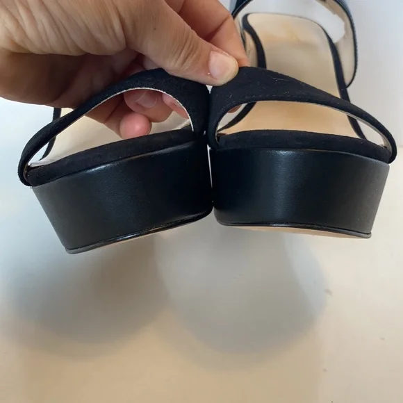 Nine West Dreamz Black Leather and Suede Wedge Sandals (Size 8.5) - Picture 6 of 14